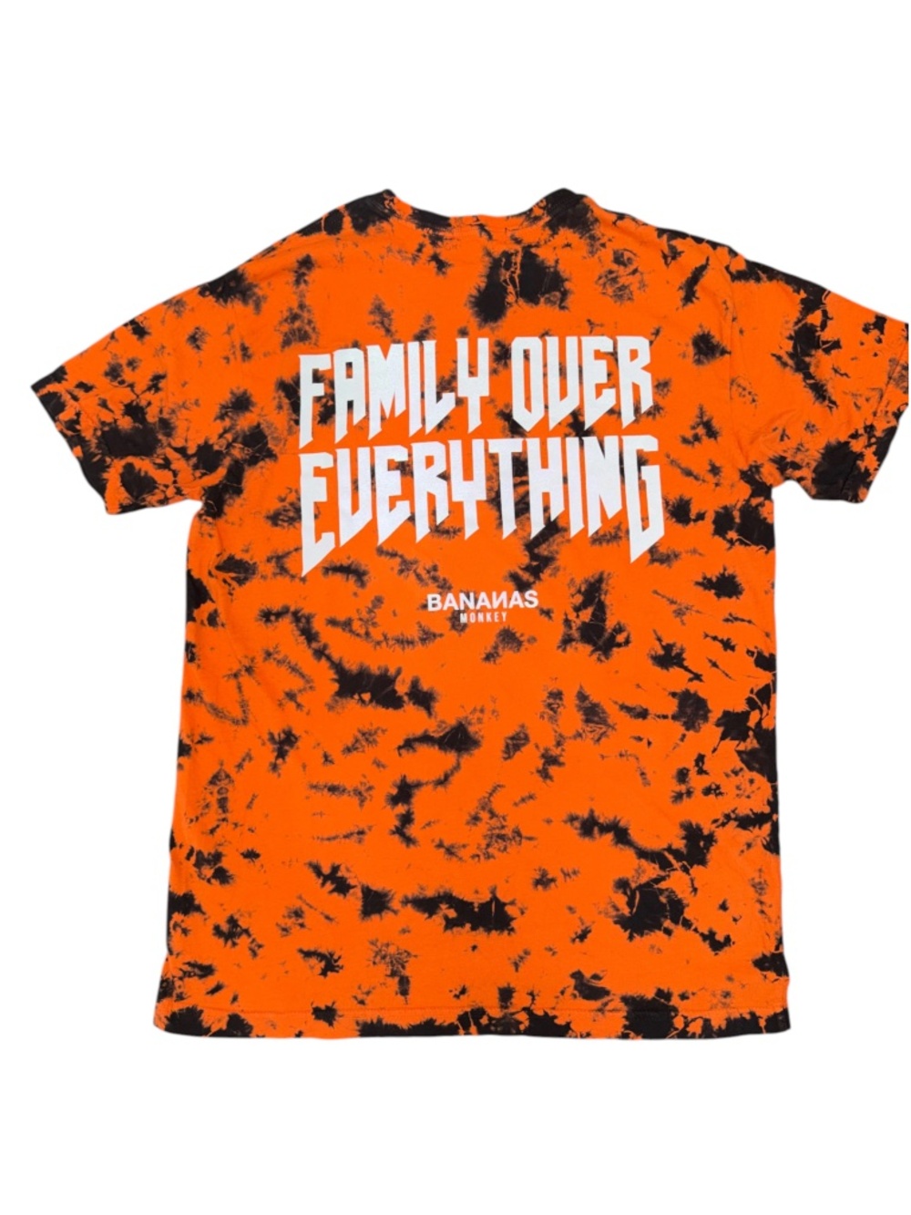 Bananas Monkey Men's Tie-Dye T-Shirt - Size Large - Orange & Black